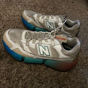 New Balance Gray and Blue Retro-Style Sneakers